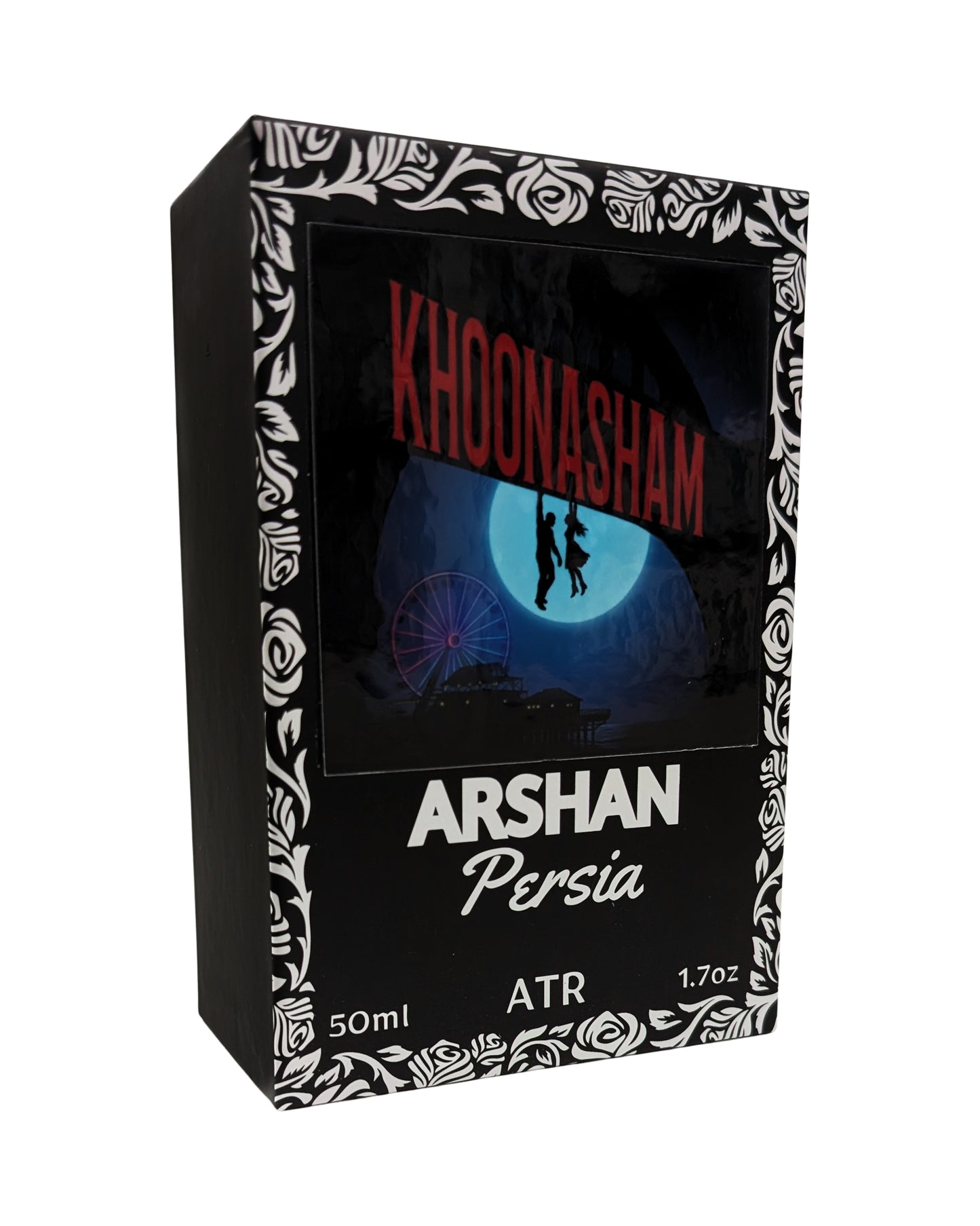 Khoonasham Arshan Persia packaging with decorative elements on a white background